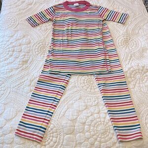 Hanna Andersson short sleeve rainbow stripe pajama set size 12